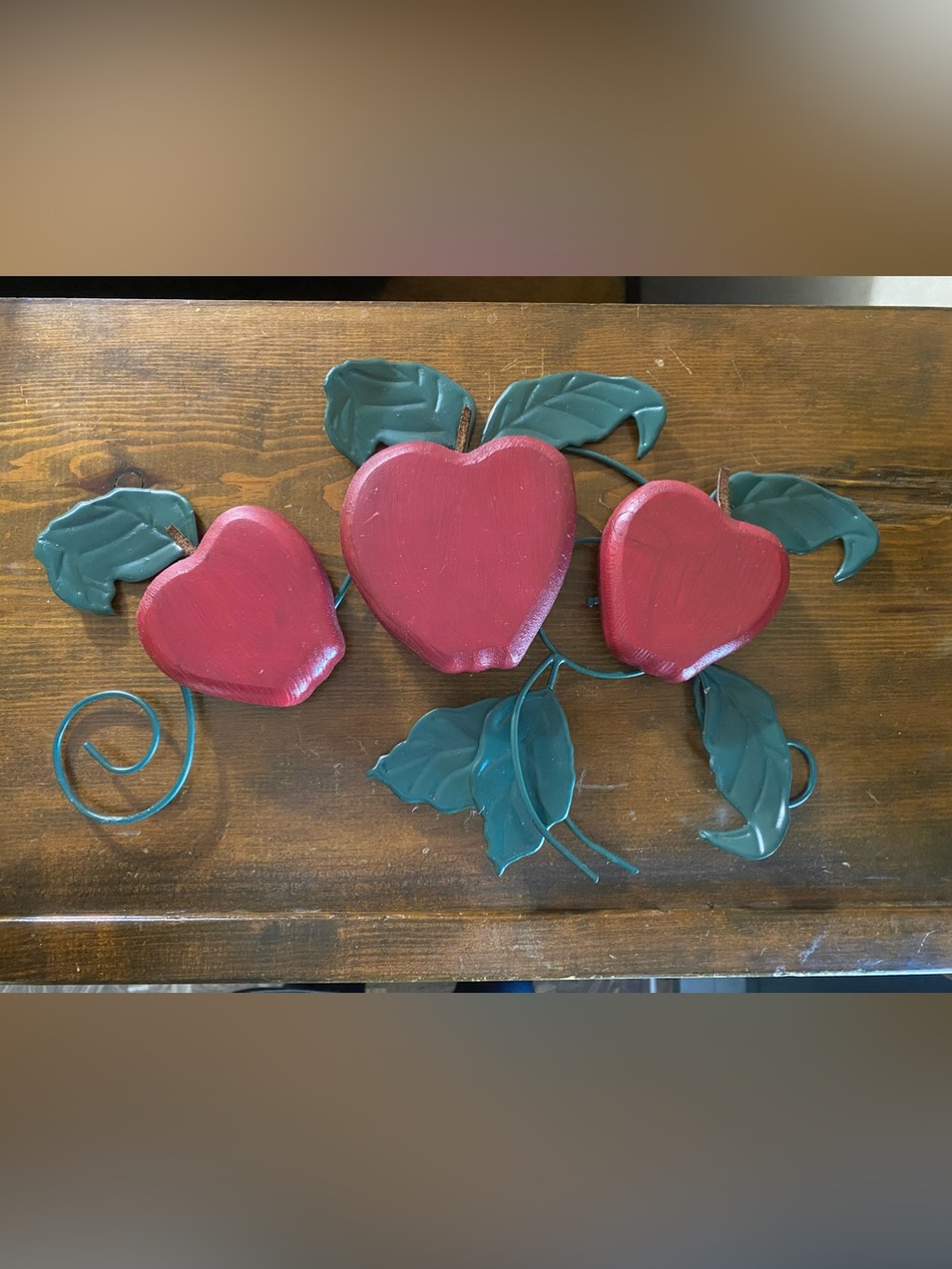 Vintage Apple Wood Metal Wall Decor Cottagecore boho country cottage maximalist
